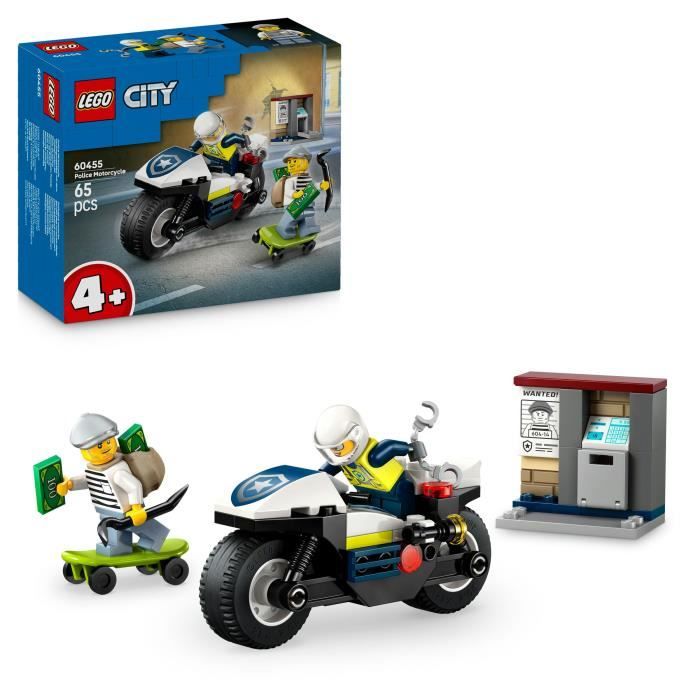 LEGO City 60455 La Course-Poursuite en Moto de Police - Jeu de construction des 4 ans