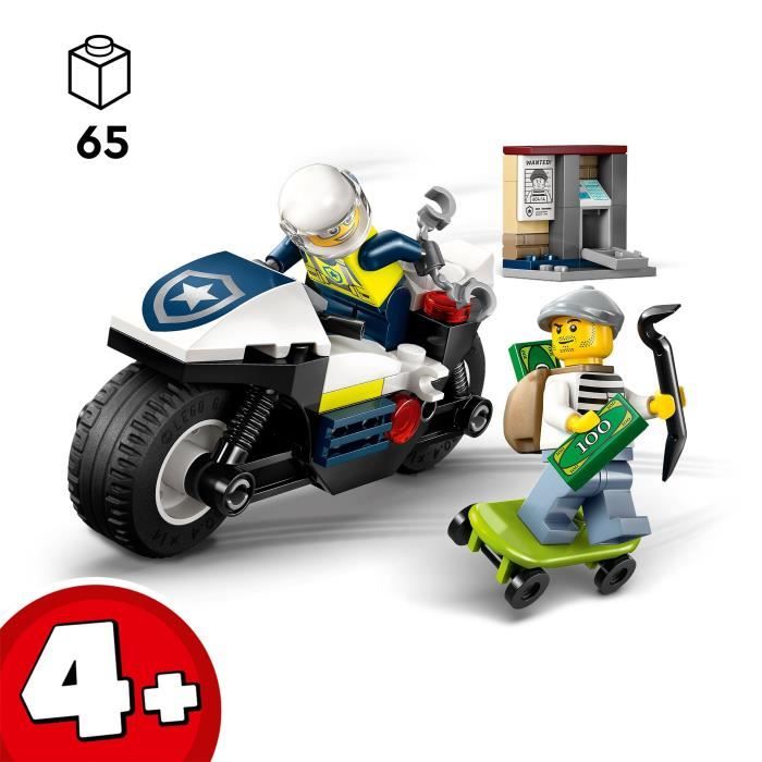 LEGO City 60455 La Course-Poursuite en Moto de Police - Jeu de construction des 4 ans