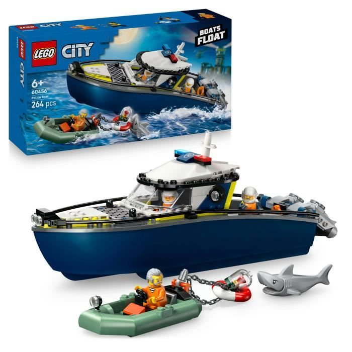 LEGO City 60456 La Course-Poursuite en Bateau de Police - Jouet pour Garçon des 6 ans