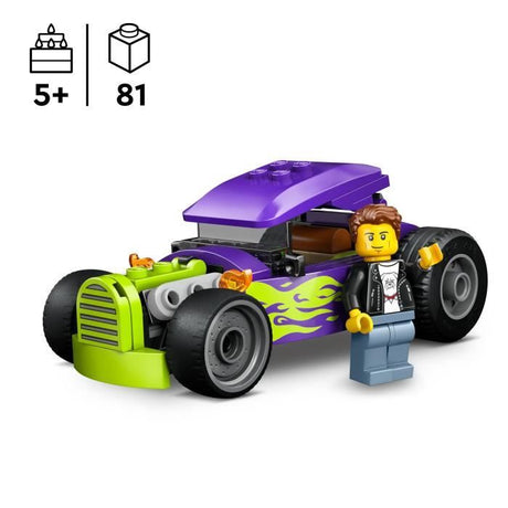 LEGO City 60485 Le Hot Rod - Jouet Voiture de Course - Motricité Fine - Cadeau des 5 ans