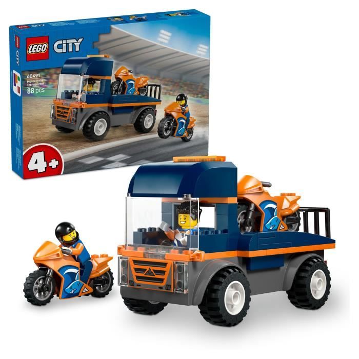 LEGO City 60491 Le Transporteur de Motos - Jouet de Construction des 4 ans - Idée Cadeau