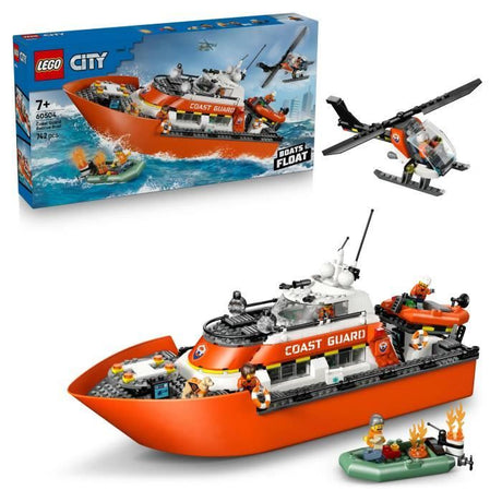 LEGO City 60504 Le Bateau de Sauvetage et l'Hélicoptere des Garde-Côtes - Jouet des 7 ans