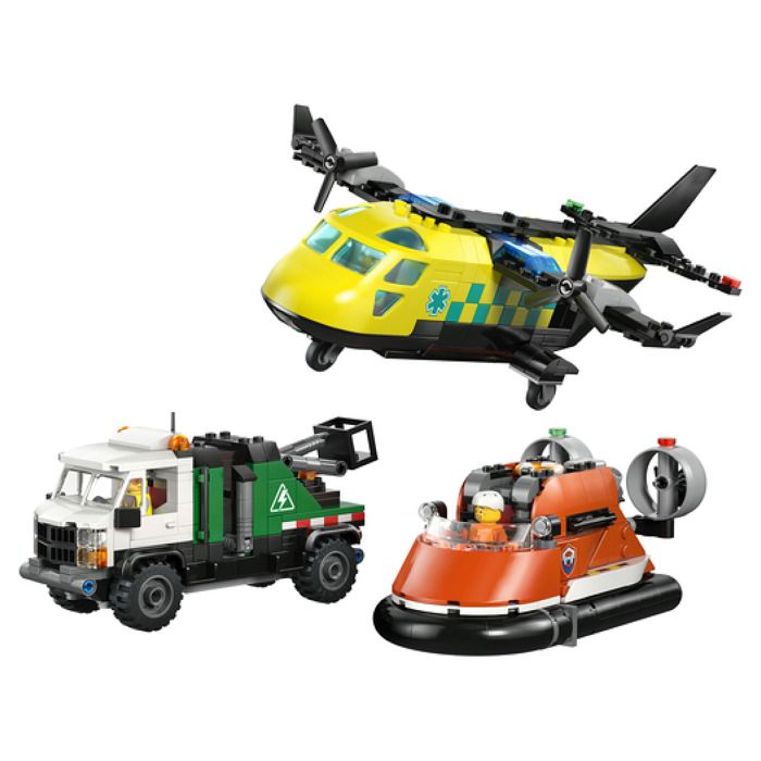 LEGO City 3-en-1 60505 Avion, Camion d'Assistance et Aéroglisseur Modulable - Jouet 7 ans