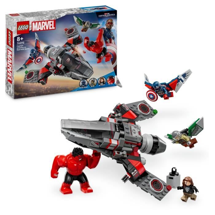 LEGO Marvel 76292 Captain America vs Hulk rouge - Avion de chasse a construire