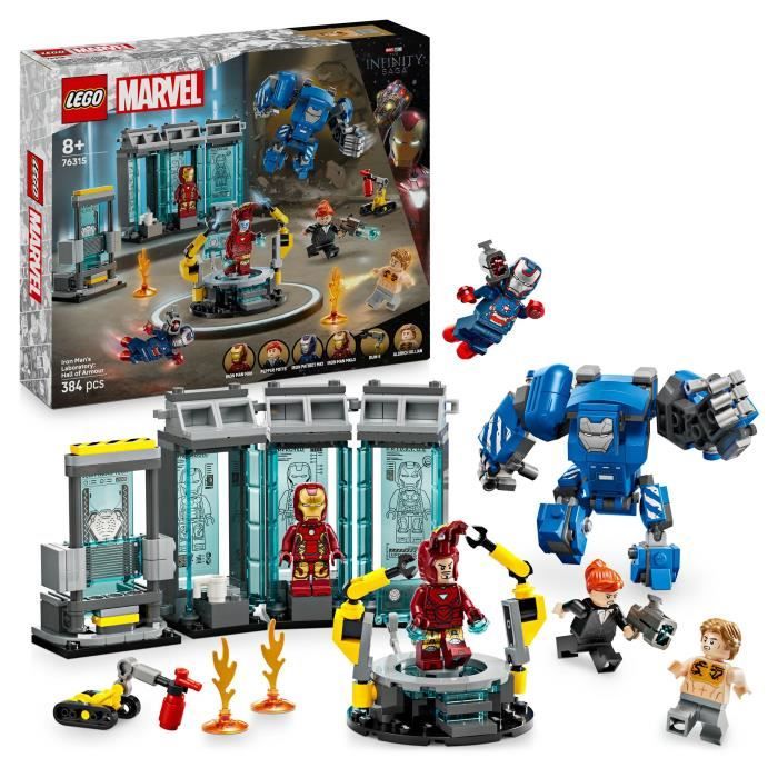 LEGO Marvel 76315 Le Laboratoire d'Iron Man : la Salle des Armures - Jouet garçon, 8 ans