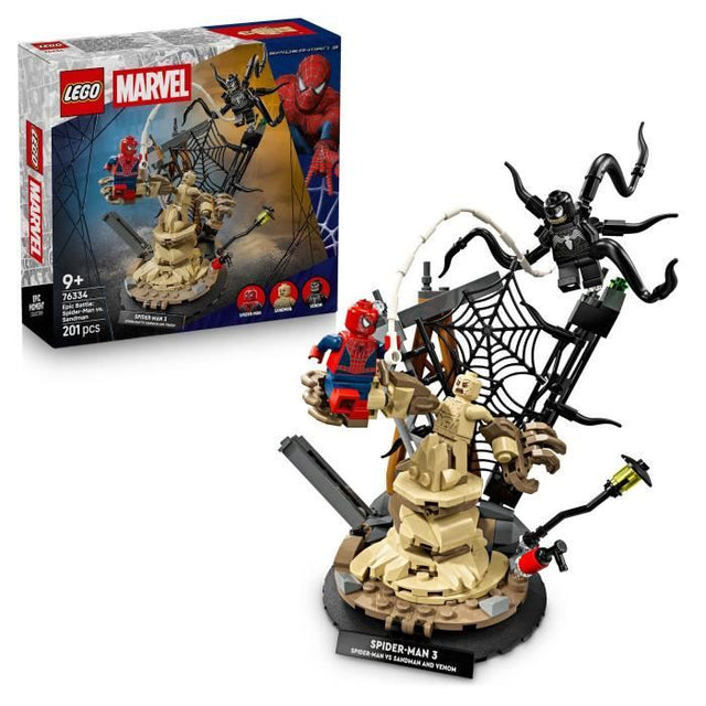 LEGO | Marvel 76334 Le Combat Légendaire entre Spider-Man et Sandman - Jouet des 9 ans
