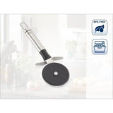 Coupe pizza Leifheit ProLine 3128, roulette a pizza en acier inoxydable avec roue en nylon pour une coupe sans rayure, poignée ovale