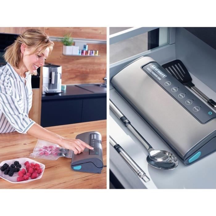 Machine de mise sous vide alimentaire - LEIFHEIT 500 Vacu Power 3236 - 10 sacs inclus - Gris
