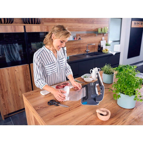 2 rouleaux sous vide 30x600cm Leifheit 3238 - Sac sous vide alimentaire pour la conservation & cuisson avec 56 étiquettes - Sans BPA