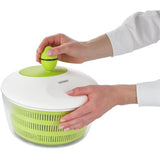 Essoreuse a salade Leifheit Trend 23069 - capacité de 4L - poignée ergonomique et mécanisme d'essorage a manivelle - blanc et vert