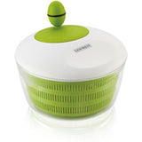 Essoreuse a salade Leifheit Trend 23069 - capacité de 4L - poignée ergonomique et mécanisme d'essorage a manivelle - blanc et vert