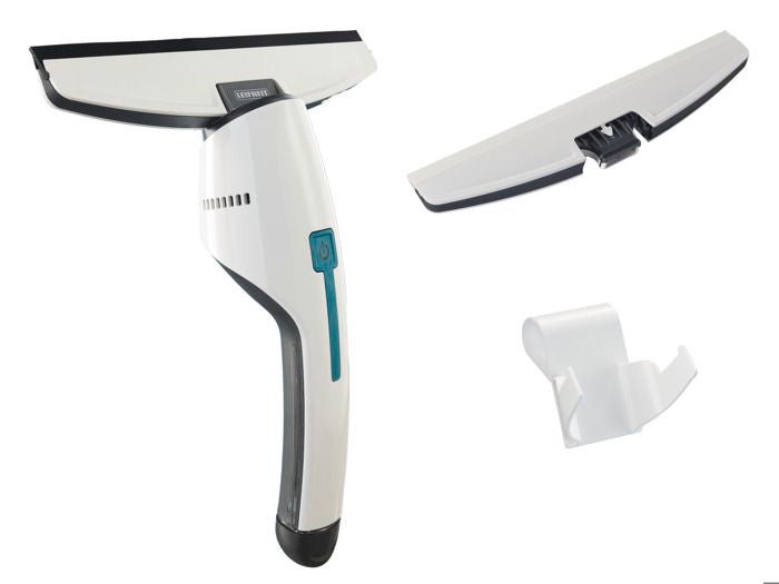 Aspirateur a vitres et salle de bains Leifheit Nemo 51035, lave vitres électrique avec boîtier étanche et support mural, blanc
