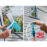 Lave-vitres 4-en-1 avec molleton microfibres Leifheit 51320, raclette vitre 32cm avec fonction de nettoyage brevetée du cadre