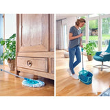 Set lave sol avec seau essoreur Leifheit Clean Twist Disc Mop 52101, balais serpilliere a franges avec manche télescopique, seau 6 L
