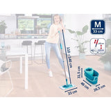 Set lave sol avec seau essoreur Leifheit Clean Twist M Ergo 52120, balais serpillere plat, manche télescopique de 110 a 140 cm