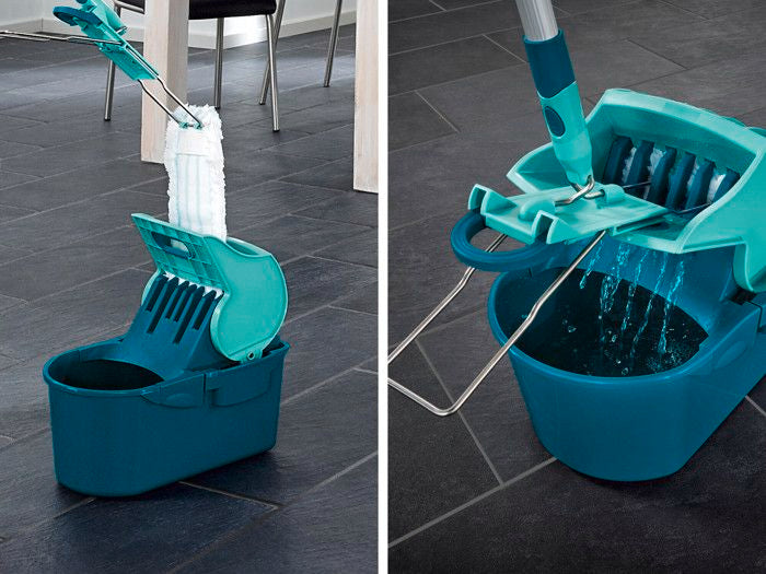 Seau essoreur Leifheit Profi Compact 55080, essore-housse de 8 L compatible avec lave-sol serpillere Leifheit Profi XL, turquoise