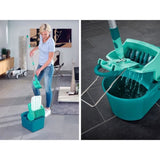 Set lave sol avec seau essoreur Leifheit Profi Compact 55092, balais a plat serpilliere 42cm avec housse idéal pour tous sols lisses