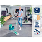 Set lave sol avec seau essoreur Leifheit Profi Compact 55092, balais a plat serpilliere 42cm avec housse idéal pour tous sols lisses