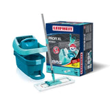 Set lave sol avec seau essoreur a roulettes Leifheit Profi XL Mobile 55096, balai serpilliere a plat 360° avec une housse micro duo