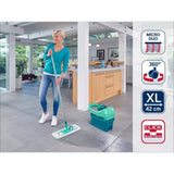 Set lave sol avec seau essoreur a roulettes Leifheit Profi XL Mobile 55096, balai serpilliere a plat 360° avec une housse micro duo