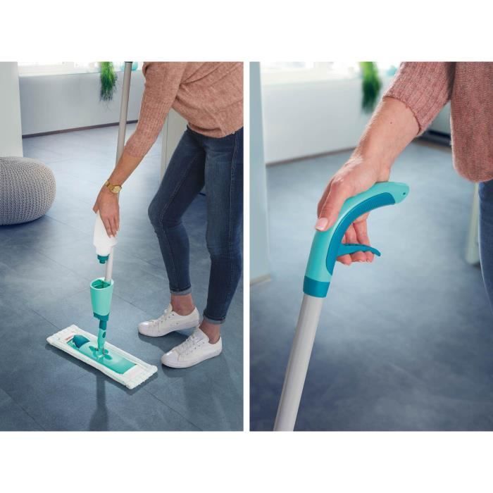 Balai pulvérisateur Leifheit Easy Spray XL 56690, lave sol articulé a 360° avec pulvérisateur intégré au manche, housse micro duo