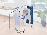 Étendoir a linge Leifheit Classic 200 Flex 81408,  séchoir a linge avec 20m d'étendage et ailettes réglables en hauteur, blanc