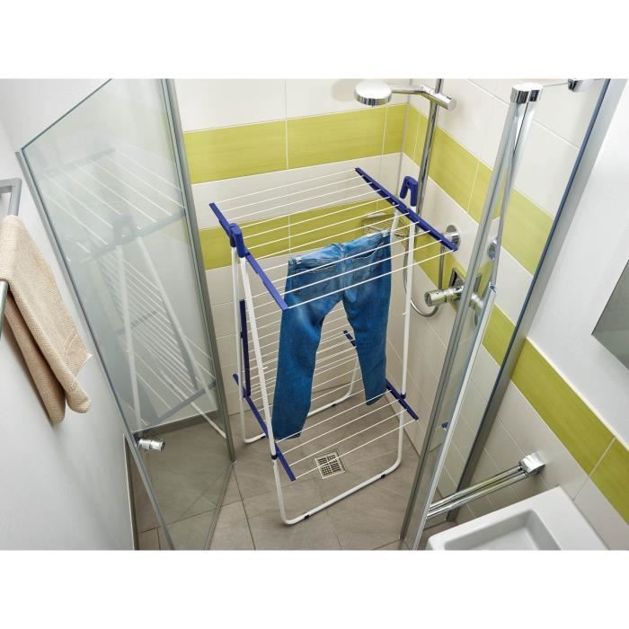 Séchoir a linge Leifheit 190 Pegasus Tower 81435, étendoir a linge a  taille compacte avec 19m d'étendage, tour a 3 niveaux, blanc