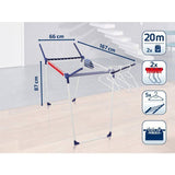 Étendoir a linge Leifheit Pegasus 200 Solid Comfort 81516, séchoir a linge avec 20m d'étendage, tancarville 8 accessoires, blanc