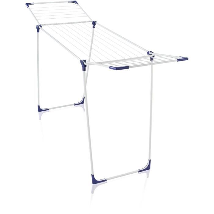 Étendoir a linge Leifheit Classic 180 Solid 81621, séchoir a linge compact avec 18m d'étendage et 4 supports pour cintres, blanc