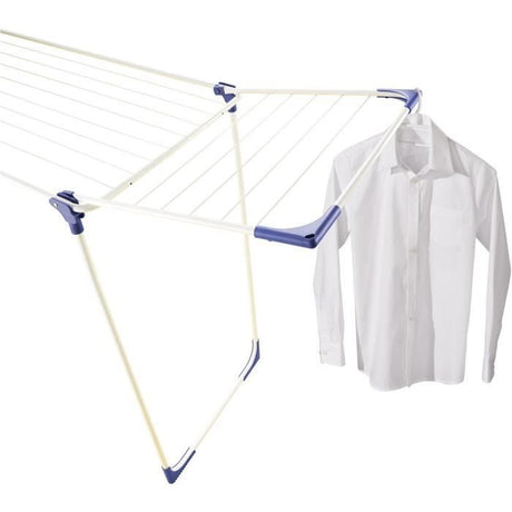 Étendoir a linge Leifheit Classic 180 Solid 81621, séchoir a linge compact avec 18m d'étendage et 4 supports pour cintres, blanc