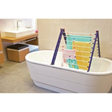 Étendoir a linge Leifheit Pegasus V Duo 81702,  séchoir a linge extensible adapté aux baignoires, 19m d'étendage, blanc et bleu