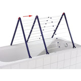 Étendoir a linge Leifheit Pegasus V Duo 81702,  séchoir a linge extensible adapté aux baignoires, 19m d'étendage, blanc et bleu
