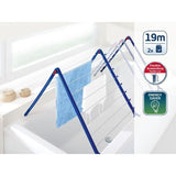 Étendoir a linge Leifheit Pegasus V Duo 81702,  séchoir a linge extensible adapté aux baignoires, 19m d'étendage, blanc et bleu