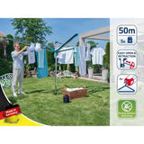 Séchoir parapluie Leifheit Linomatic 500 Deluxe Cover 82007, étendoir jardin avec fils rétractables et 50m d'étendage, housse, vert