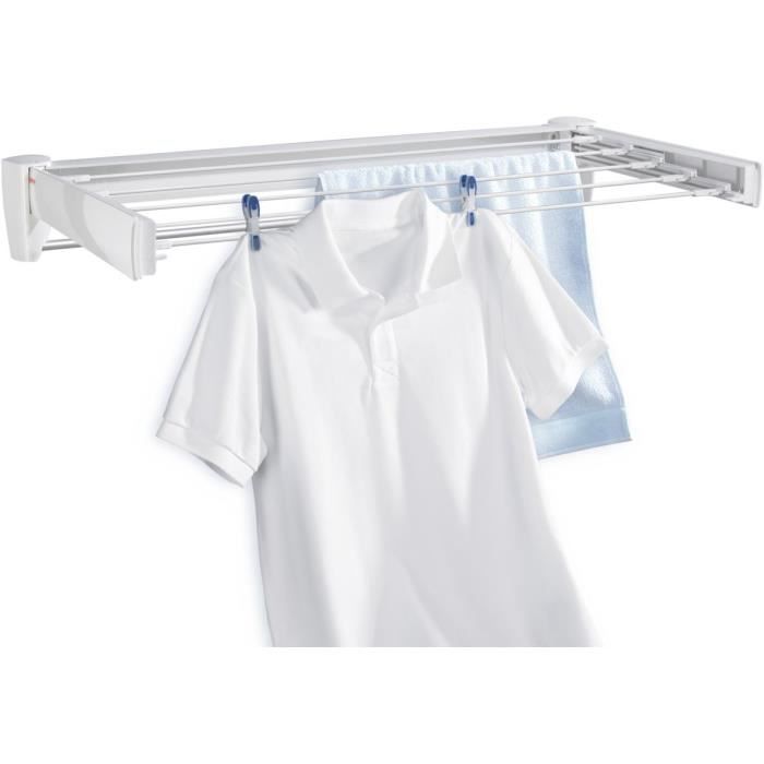 Séchoir a linge mural Telegant 36 Protect Plus 83201 Leifheit - Etendoir a linge extensible et compact - 5 barres de séchage