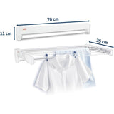 Séchoir mural Leifheit Telegant 36 Protect Plus 83201, étendoir mural dépliable avec 5 barres de 72cm, matériau inoxydable, blanc