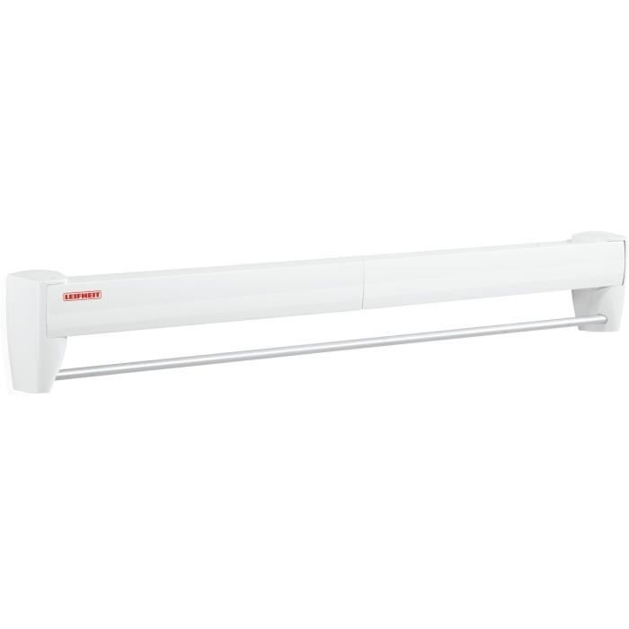 Séchoir mural Leifheit Telegant 36 Protect Plus 83201, étendoir mural dépliable avec 5 barres de 72cm, matériau inoxydable, blanc