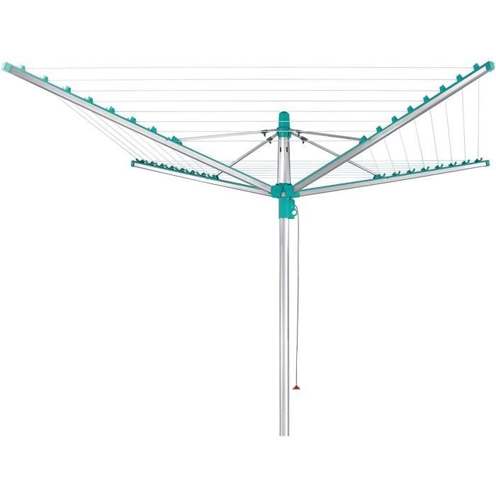 Leifheit 85285 Séchoir jardin parapluie Linomatic 400 Easy - 40 metres avec syteme Easy-Lift, rétractation automatique des fils