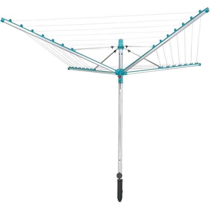 Séchoir parapluie Leifheit Linomatic 400 Easy 85285, étendoir a linge parapluie avec 40m d'étendage et syteme Easy-Lift, turquoise