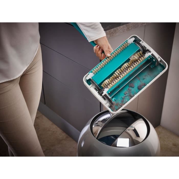 Balai mécanique Leifheit Regulus 11700, balayeuse efficace avec 3 brosses rotatives de balayage, sans câble ni électricité,turquoise