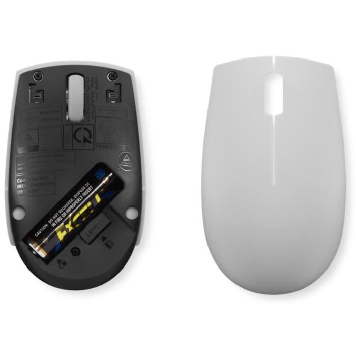 Souris sans fil LENOVO 300 - Compacte - Autonomie longue durée - Gris