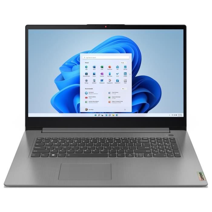 PC Portable LENOVO IdeaPad 3 17IAU7  | 17'' HD+ 250N - Core i3-1215U - RAM 8GO - SSD 512GO - Windows 11 - AZERTY