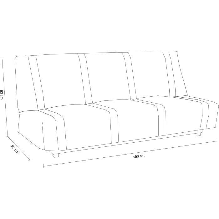 Banquette clic clac 3 places - anthracite - Style contemporain - L 193 x P 92 cm - LENA