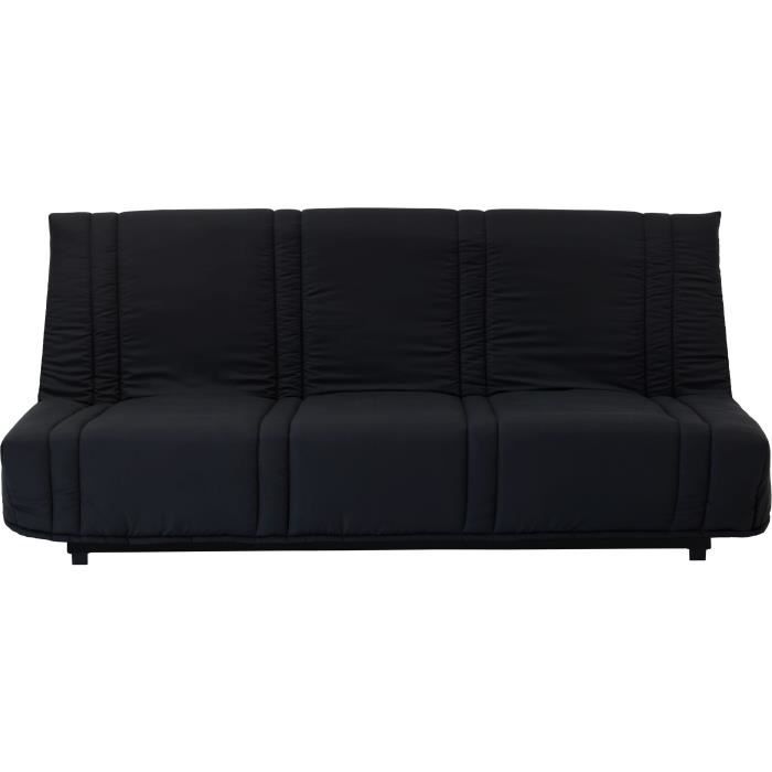 3-seater sofa bed - Black fabric - Contemporary style - L 193 x D 92 cm - LENA