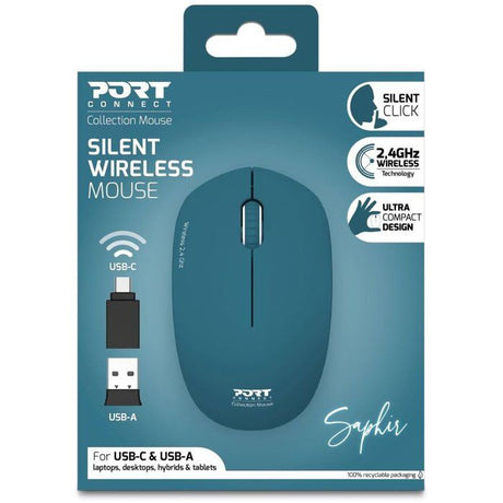 Souris sans fil - PORT Designs - 900545 Collection II - 2.4 GHz - Bleu profond