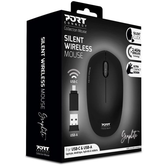 Souris sans fil - PORT Designs - 900540 Collection II - 2.4 GHz - Graphite Noir