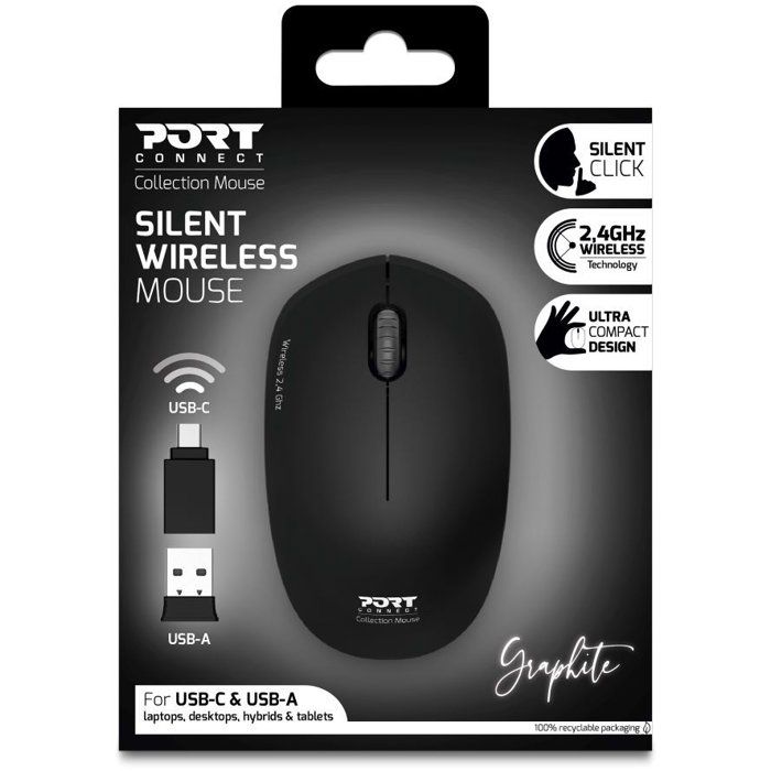 Souris sans fil - PORT Designs - 900540 Collection II - 2.4 GHz - Graphite Noir