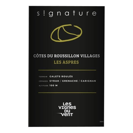 Signature Les Aspres Vignes du Vent 2022 Côtes du Roussillon Villages - Vin rouge de Languedoc