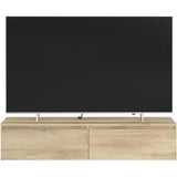 Meuble TV 2 tiroirs a suspendre ou a poser - LEVIATHAN - Décor Chene - 138,5 x 40 x 29 cm - PARISOT