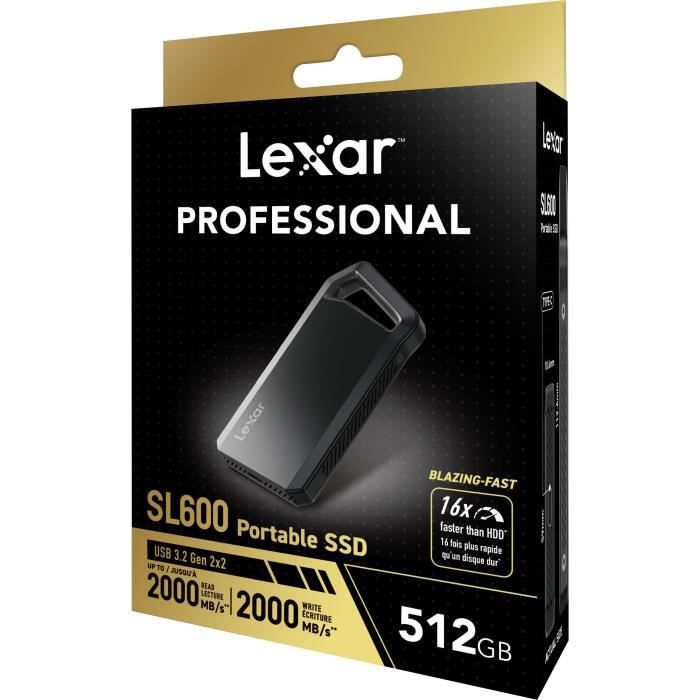 SSD externe - LEXAR - SL600 - 512 Go, USB 3.2, rapide et robuste